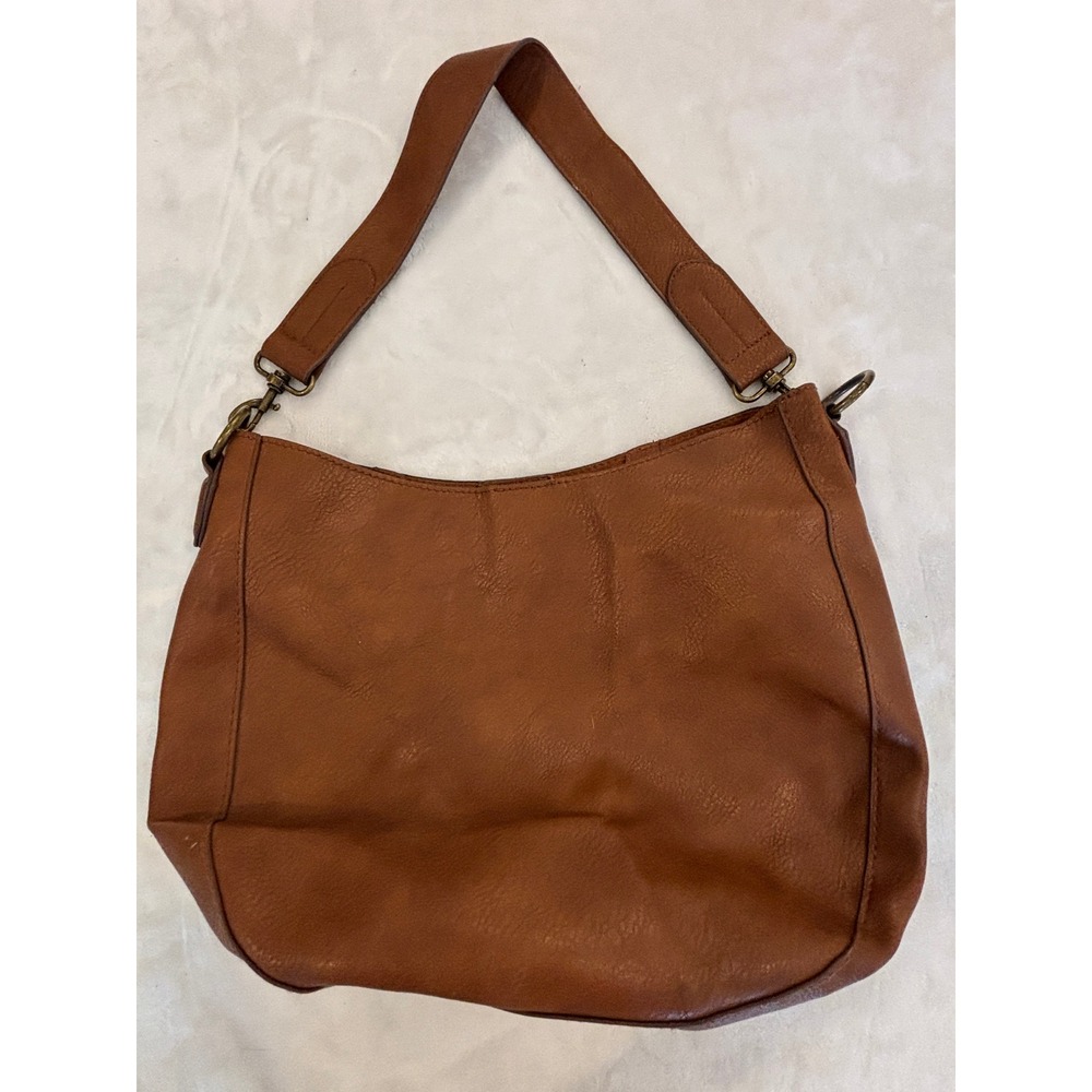 Universal Thread Cognac Brown Faux Leather Hobo Shoulder Bag Purse Large
